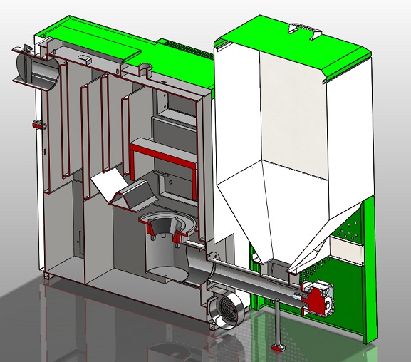 Boiler ALFA with front fuel tank position emission class 5, coal boiler