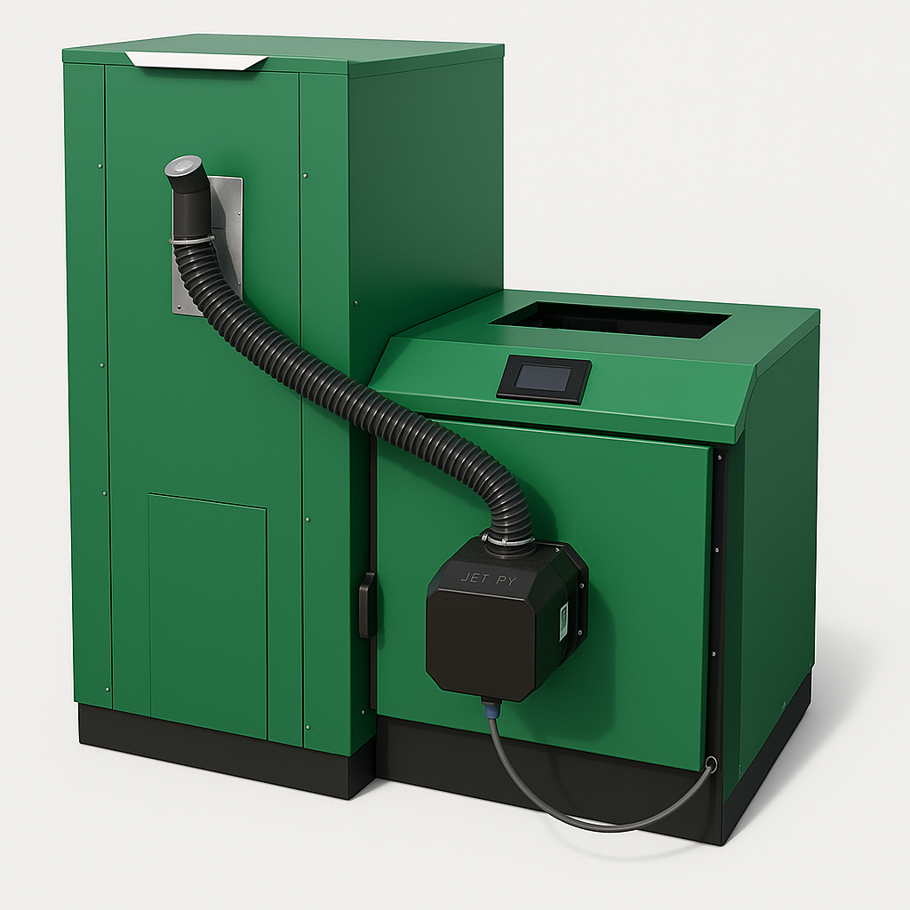 Automatický kotel na pelety BETA  KOMPAKT s bočním zásobníkem